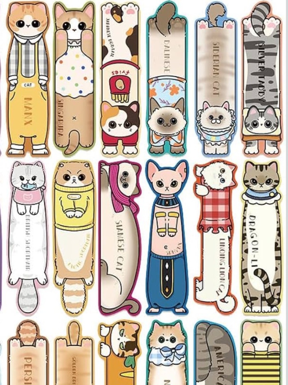 Big Cat Bookmarks– Assorted Colorful Cartoon Cats - 2 SET mystery